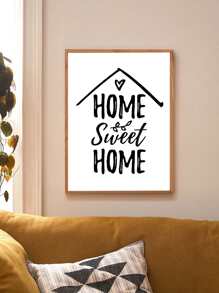 Letter Graphic Wall Painting Without Frame - White - View 5