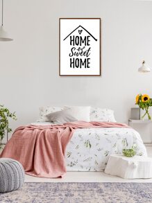 Letter Graphic Wall Painting Without Frame - White - View 6