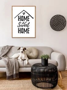 Letter Graphic Wall Painting Without Frame - White - View 8