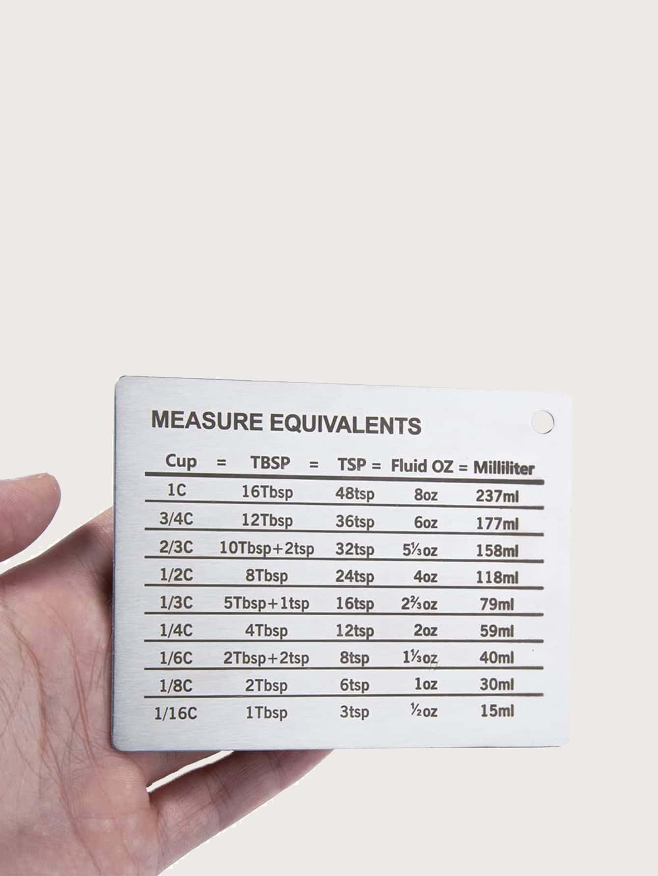 BASIC LIVING Stainless Steel Measure Equivalents Magnet