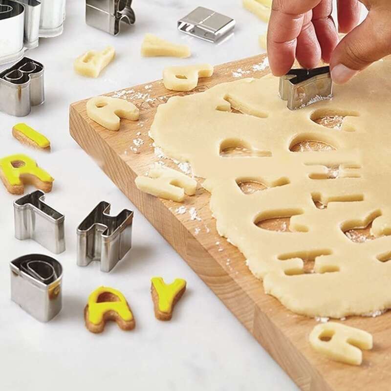 

26pcs Alphabet Shaped Biscuit Mold, Silver