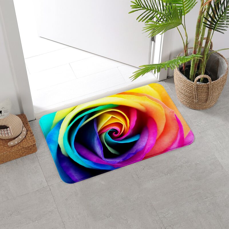 

Rose Print Floor Mat, Multicolor