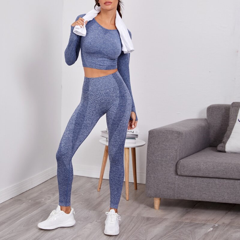 

Raglan Sleeve Thumb Hole Sports Tee And Sports Leggings, Light grey