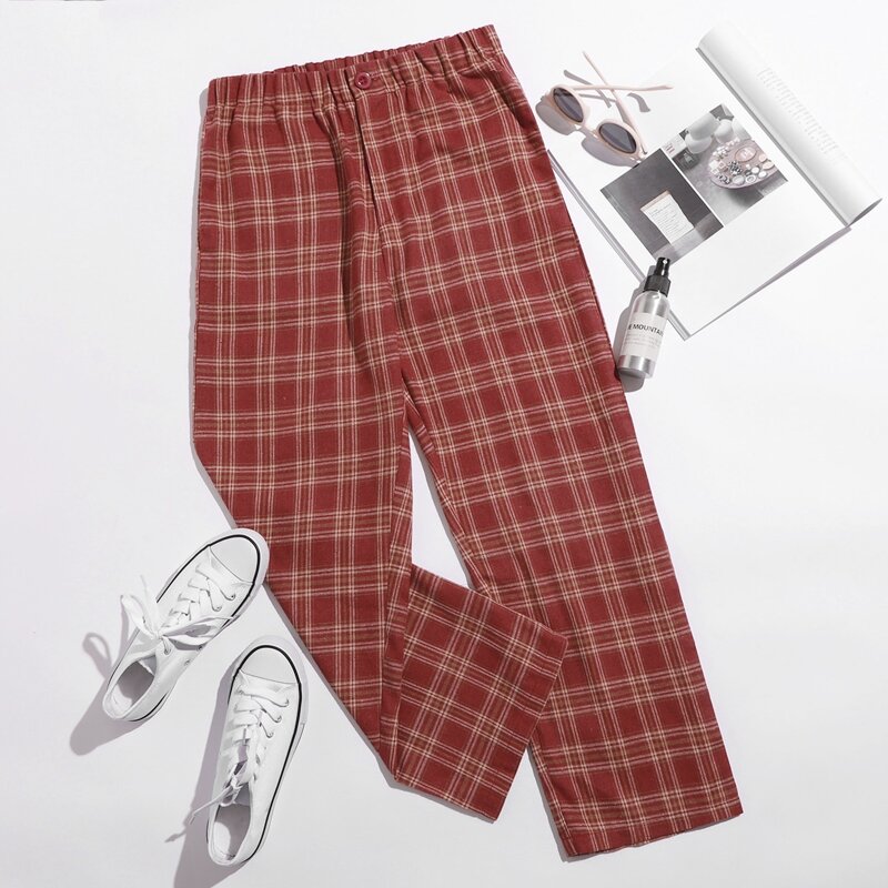 

Plaid Straight Leg Pants, Redwood