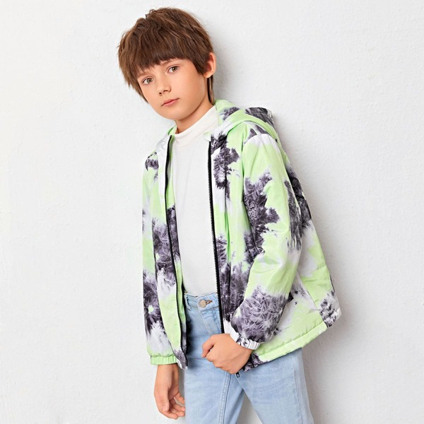 

Boys Zipper Front Tie Dye Windbreaker Jacket, Multicolor