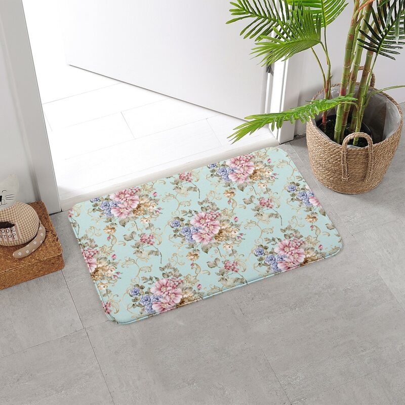 

Flower Print Floor Mat, Multicolor