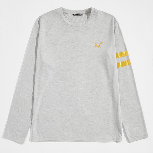 

Men Gold Animal & Striped Tee, Light grey