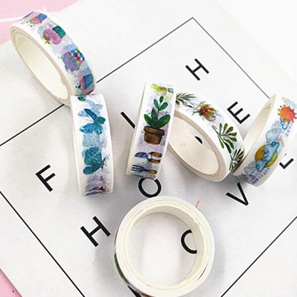 

2rolls Plant Print Random Tape, Multicolor