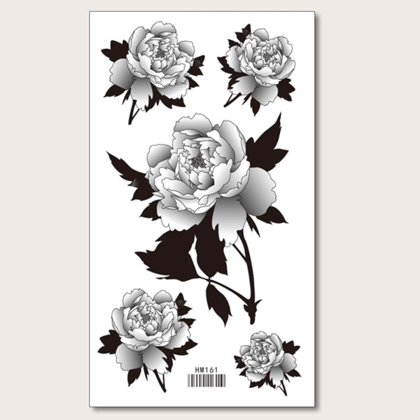 

1sheet Flower Pattern Tattoo Sticker, Black