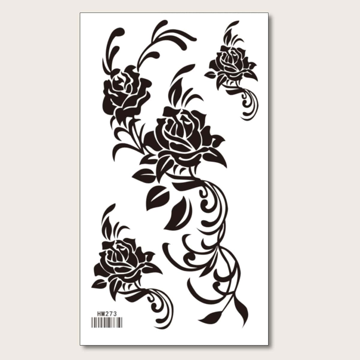 

1sheet Flower Pattern Tattoo Sticker, Black