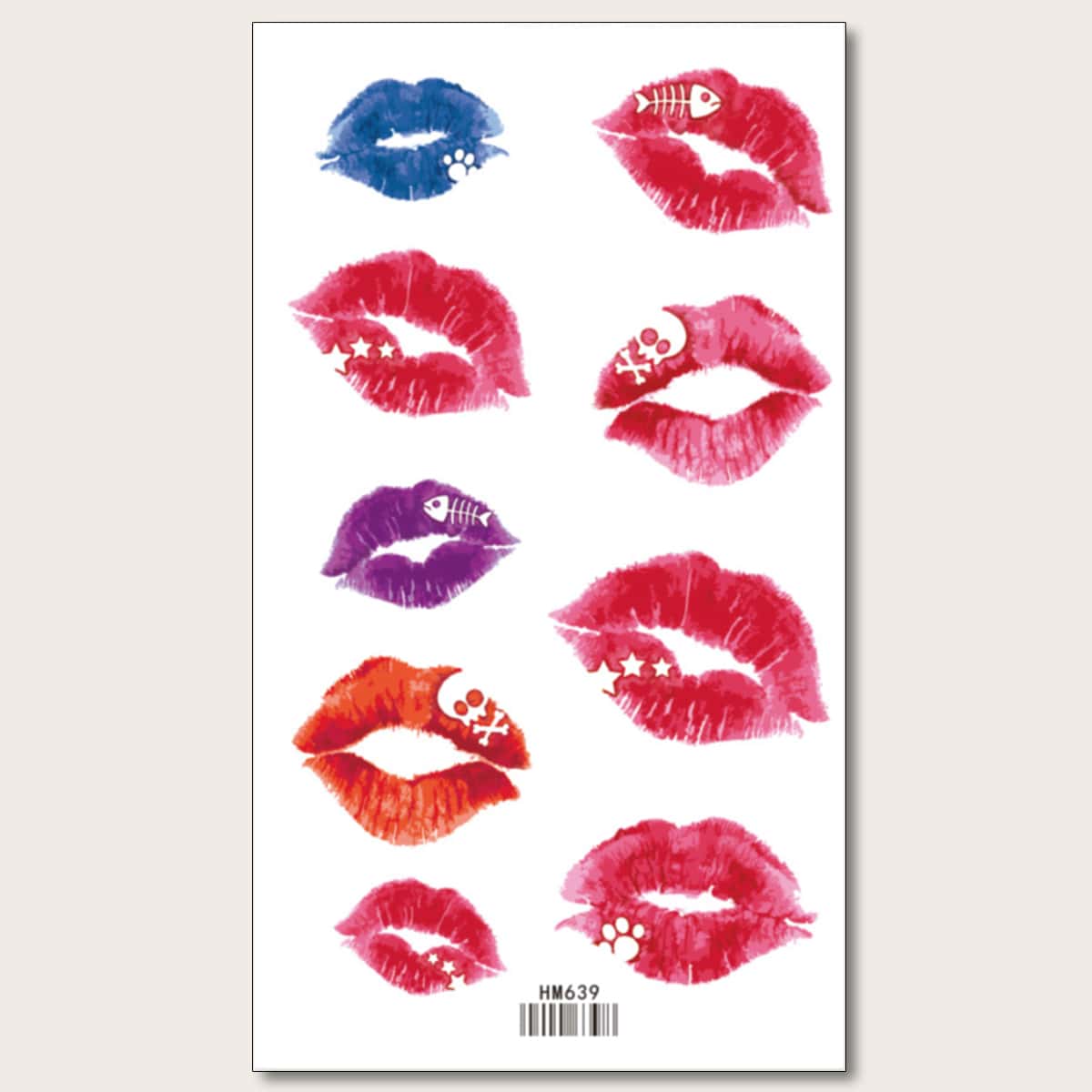 

1sheet Lip Pattern Tattoo Sticker, Multicolor