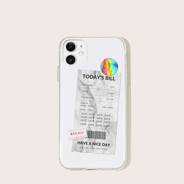 

Чехол для iPhone с принтом чеков 1шт, Прозрачный