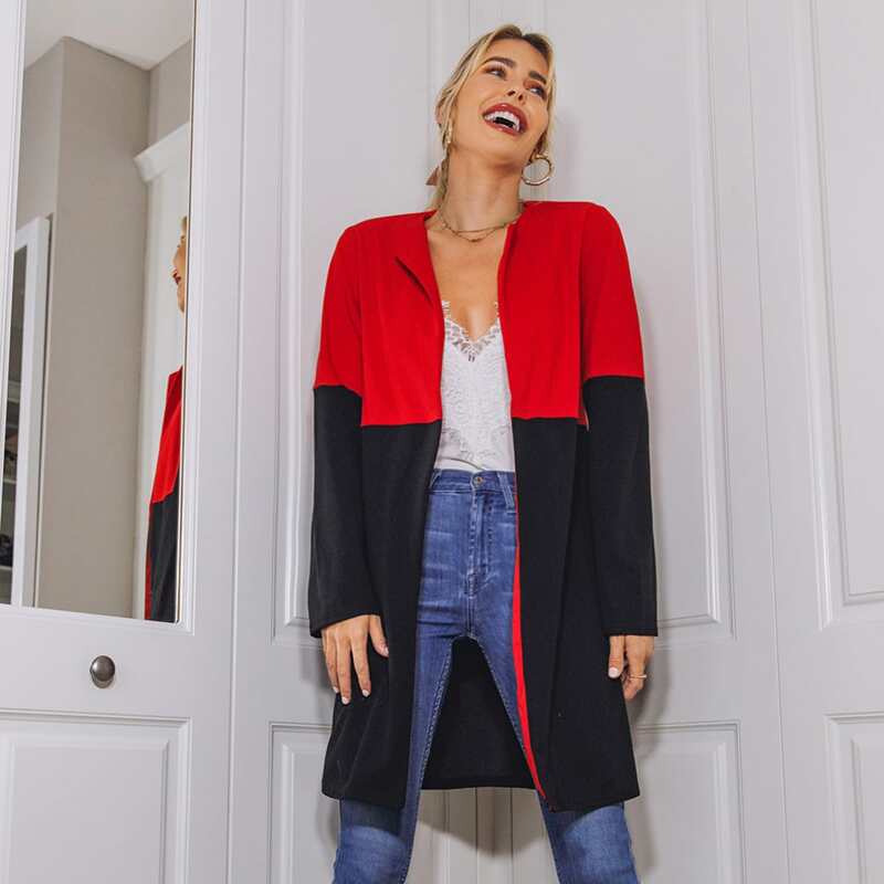 

Two Tone Open Front Coat, Multicolor