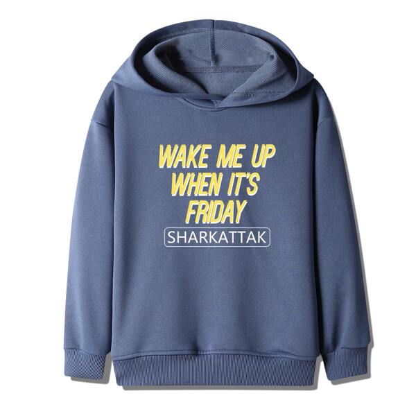 

Boys Slogan Graphic Hooded Sweatshirt, Navy blue