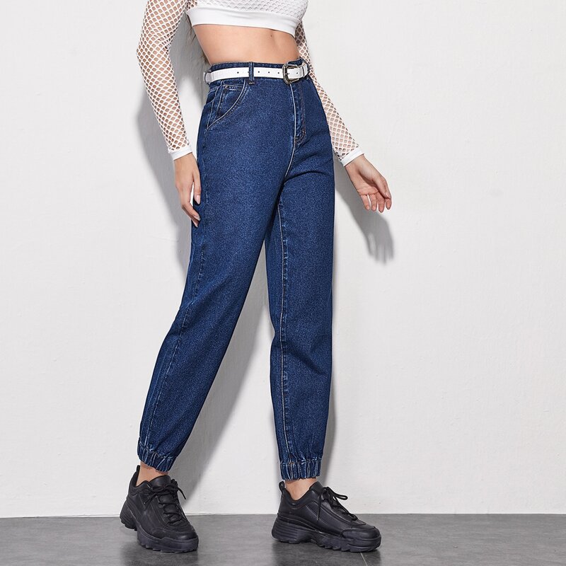 

Dark Wash Carrot Jeans Without Belt