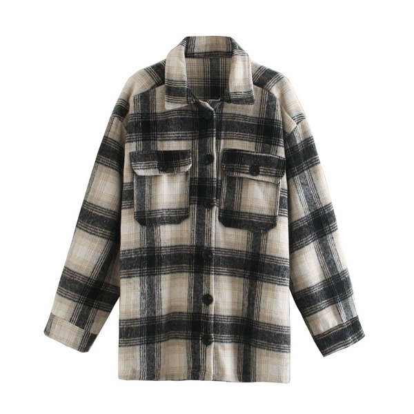 

Plaid Print Button Front Coat, Multicolor