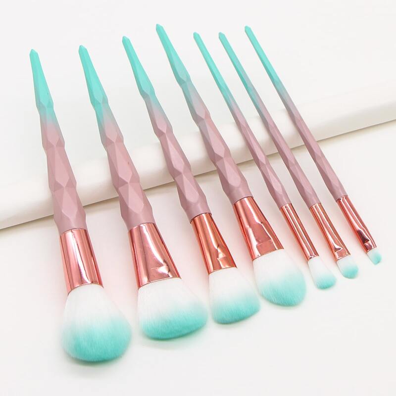 

7pcs Color Block Duo-fiber Makeup Brush Set, Multicolor