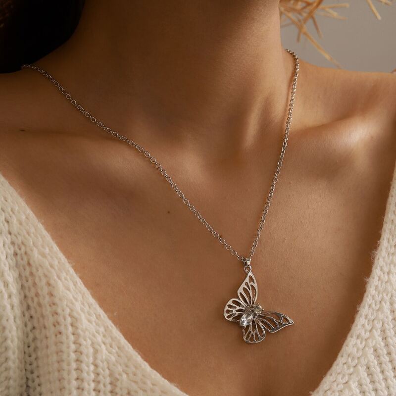 

Butterfly Charm Necklace, Silver