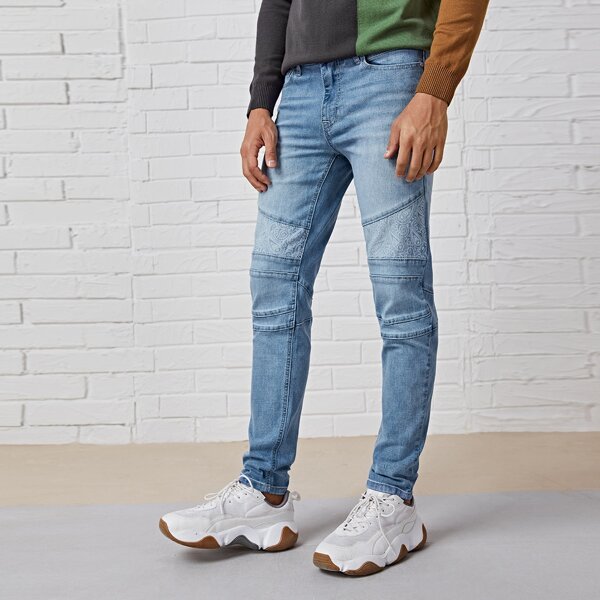 

Men Paisley Print Jeans, Light wash