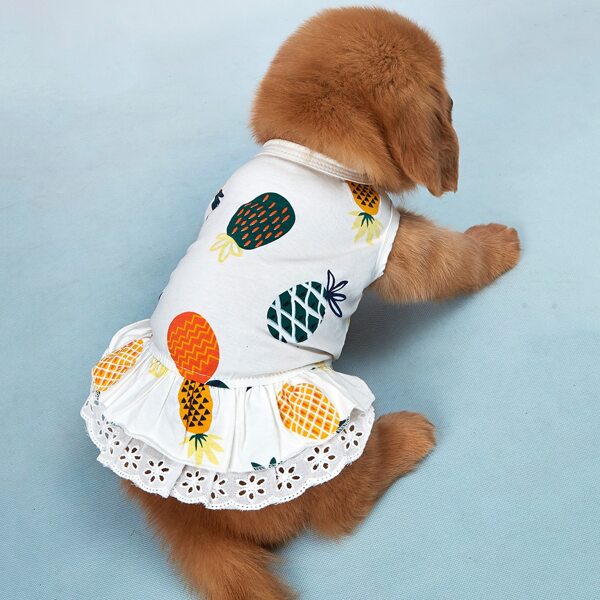 

1pc Pineapple Print Dog Dress, White