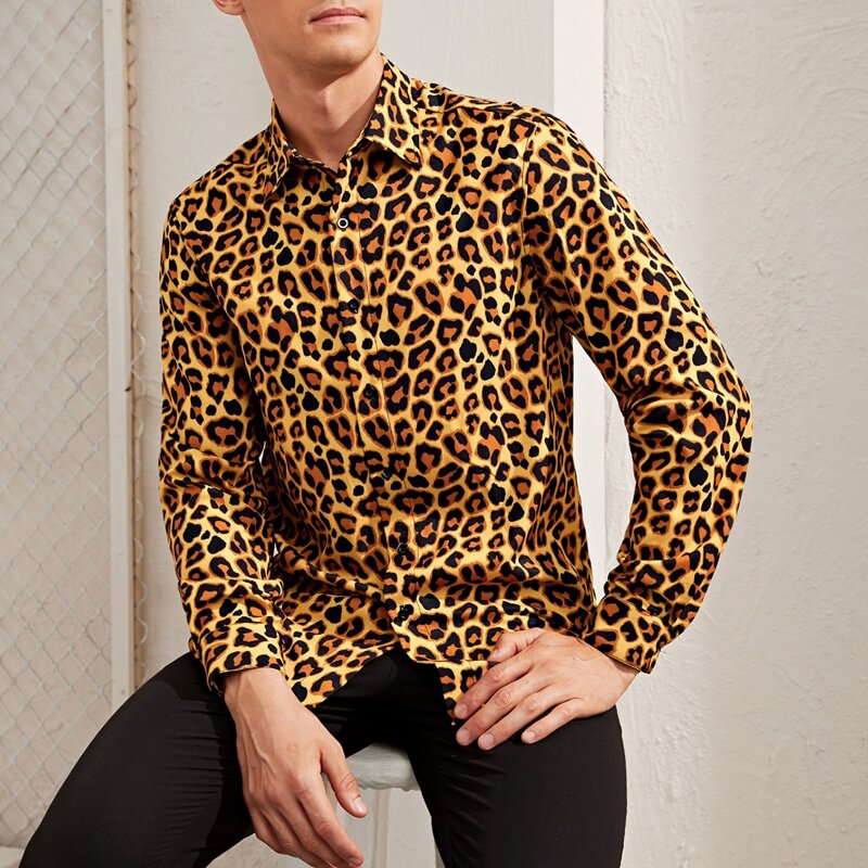 

Guys Leopard Print Shirt, Multicolor