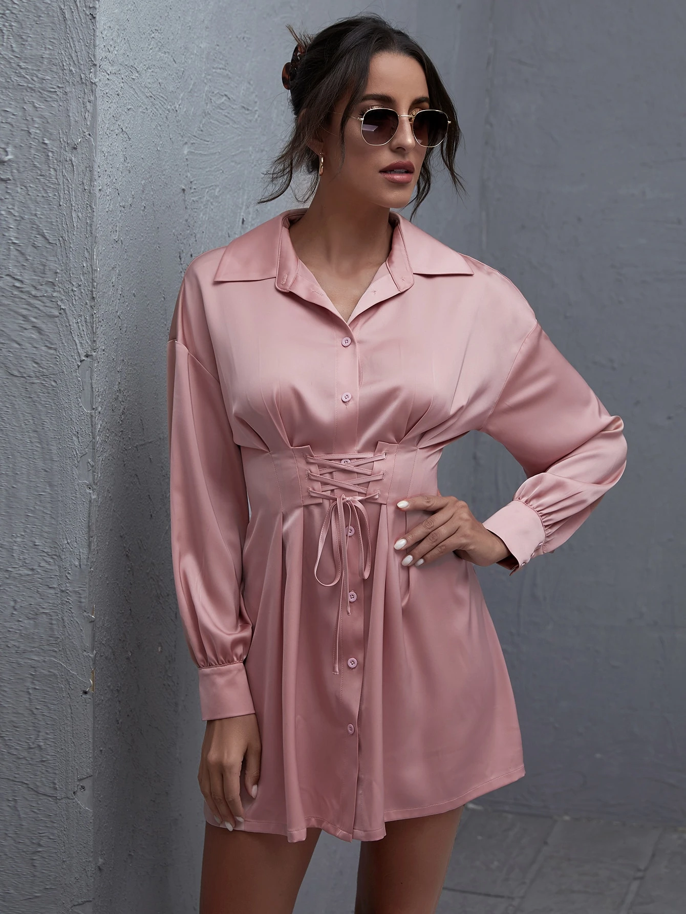 satin shirt dress