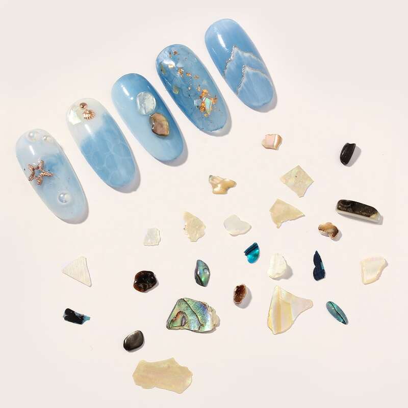 

1box Shell Fragment Nail Decoration Without False Nail, Multicolor