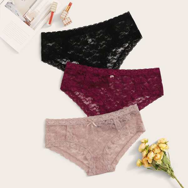 

3pack Plus Floral Lace Panty Set, Multicolor