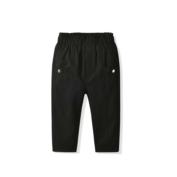 

Toddler Girls Pocket Elastic Waist Pants, Black