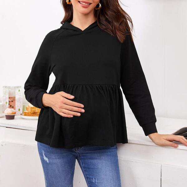 

Maternity Raglan Sleeve Smock Hoodie, Black