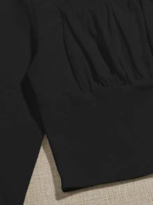 SHEIN Qutie Square Neck Ruched Bust Crop Top - Black - View 4
