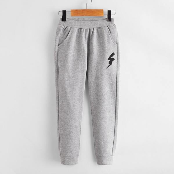 

Toddler Boys Graphic Print Slant Pocket Sweatpants, Light grey