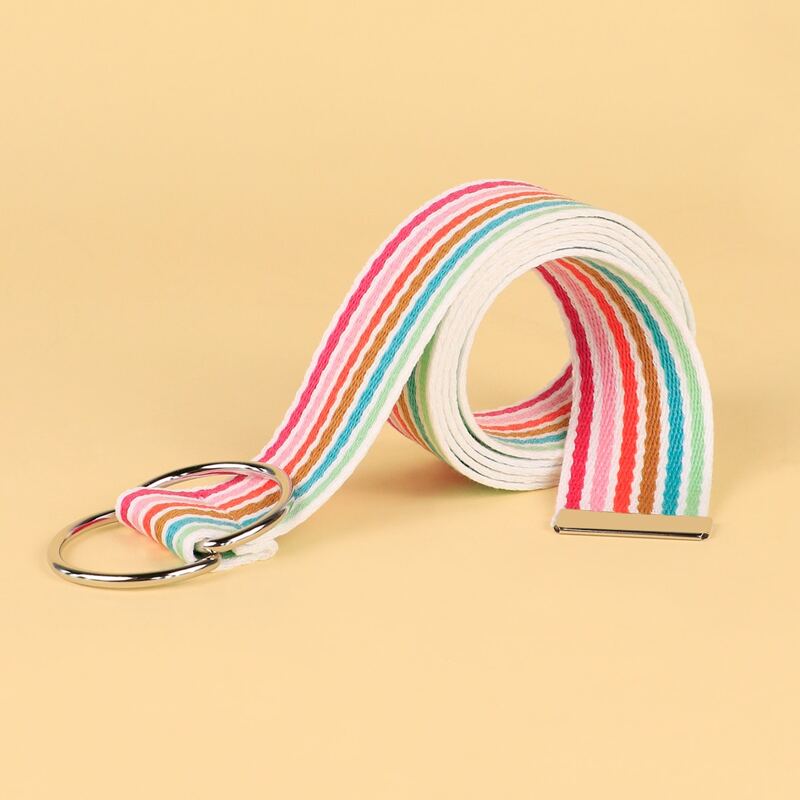 

Rainbow Stripe Tape Belt, Multicolor