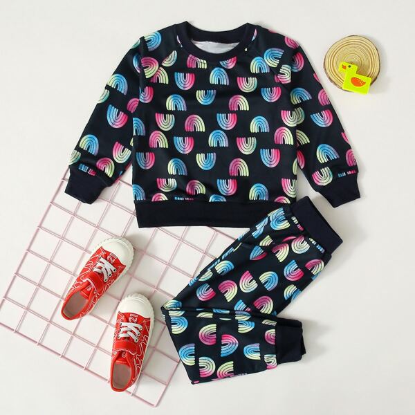 

Toddler Girls Allover Print Sweatshirt & Sweatpants, Multicolor