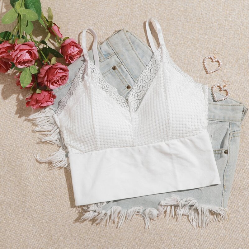

Lace Longline Bralette, White