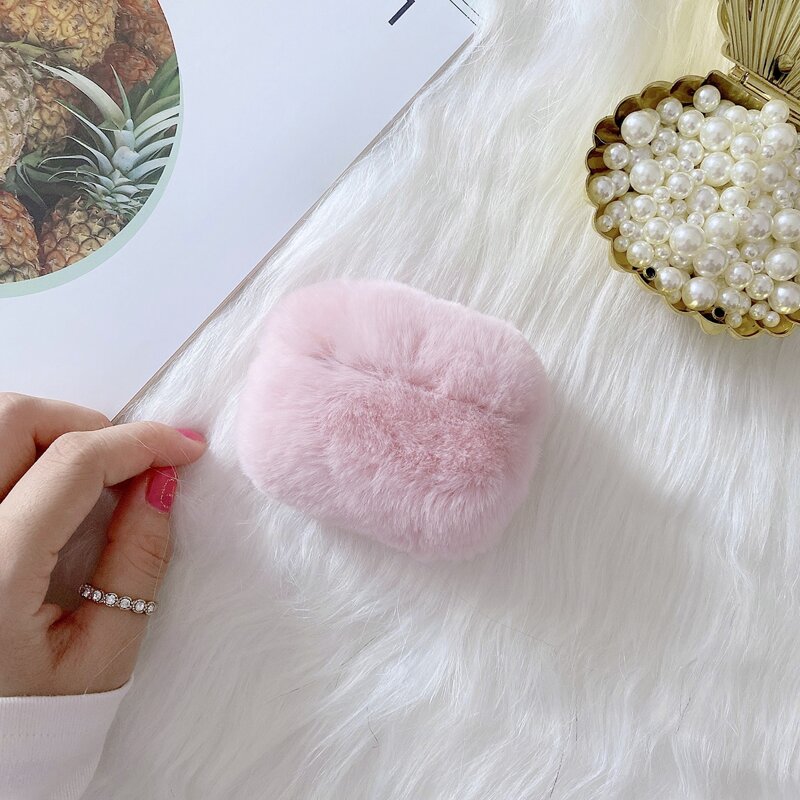 

Solid Fluffy AirPods Case, Baby pink