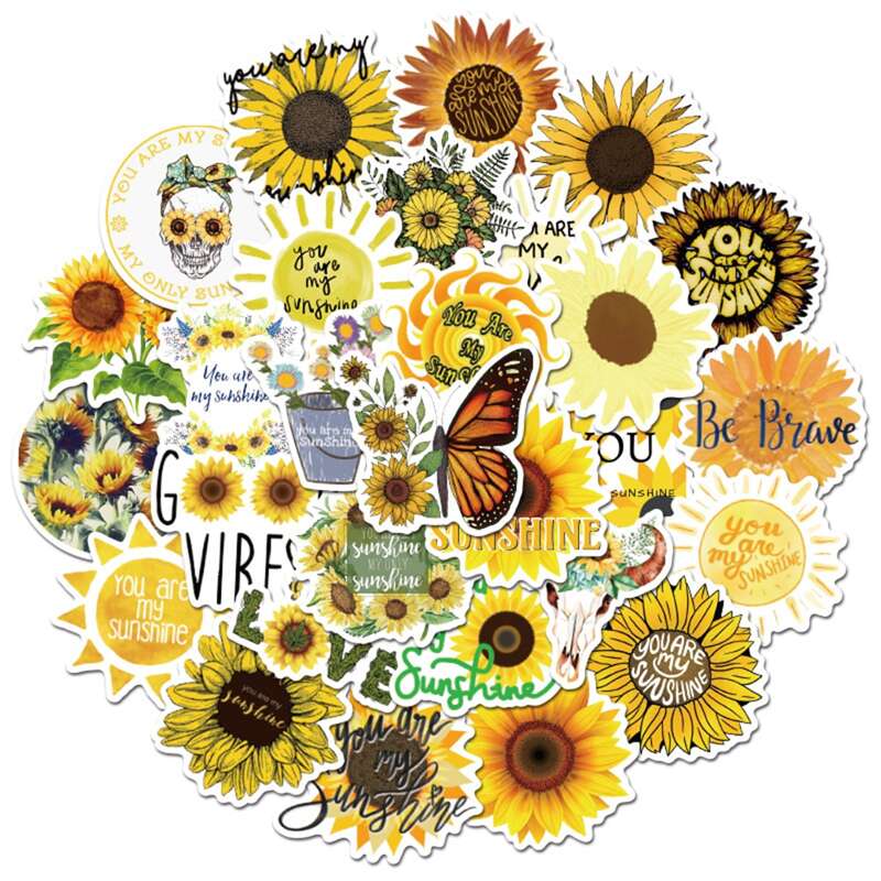 

50pcs Sunflower Sticker, Multicolor
