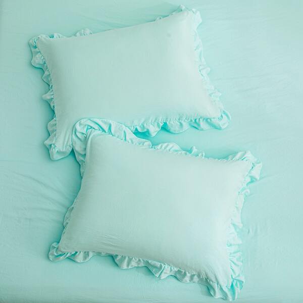 

1pair Ruffle Pillowcase Without Filler, Blue