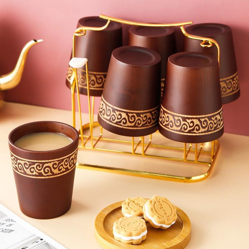 

1pc Graphic Print Tea Cup, Brown