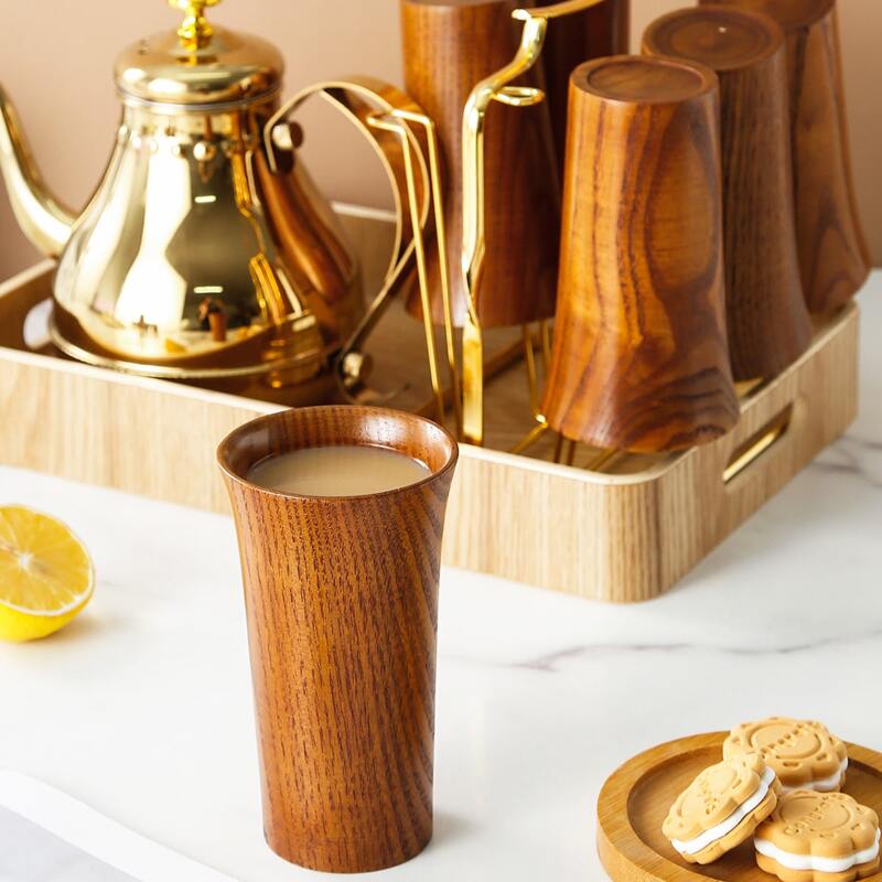 

1pc Wooden Tea Cup, Brown