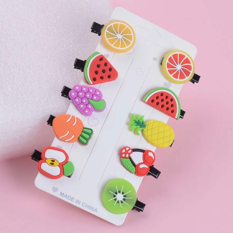 

10pcs Cartoon Fruit Shaped Hair Clip, Multicolor