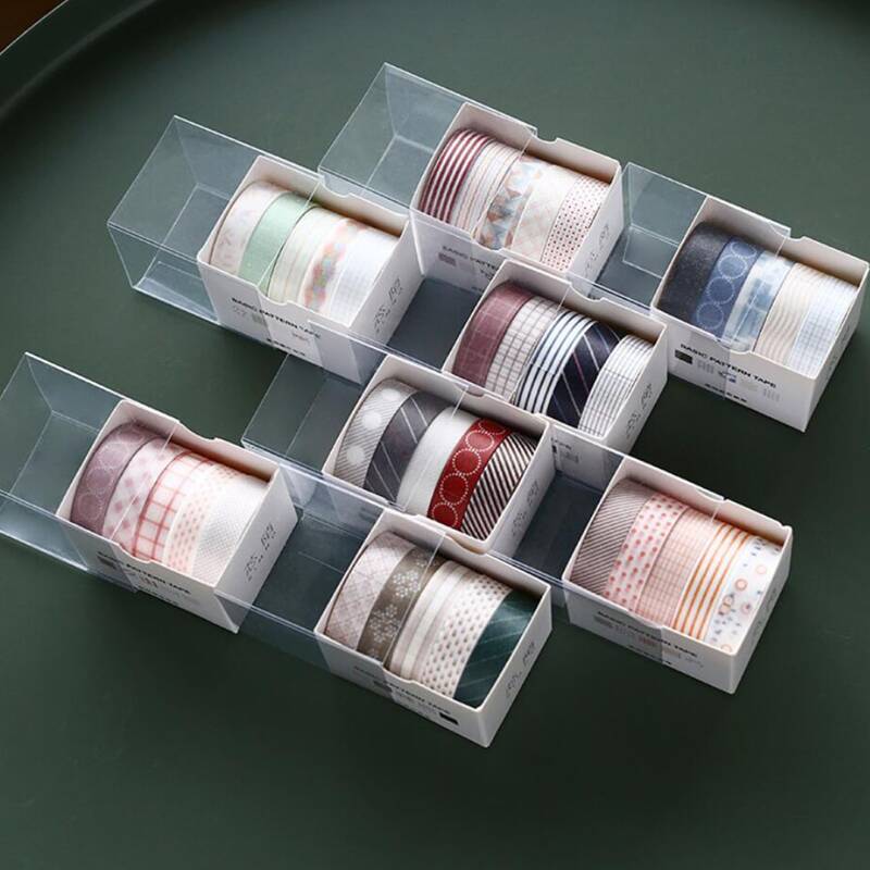 

5rolls Random Geometric Pattern Tape, Multicolor
