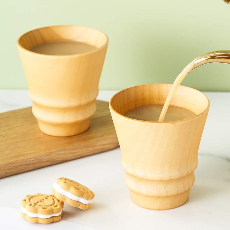 

1pc Wooden Tea Cup, Khaki