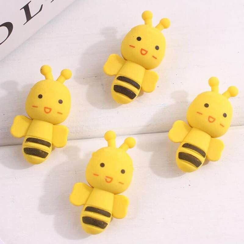 

2pcs Bee Shaped Eraser, Multicolor