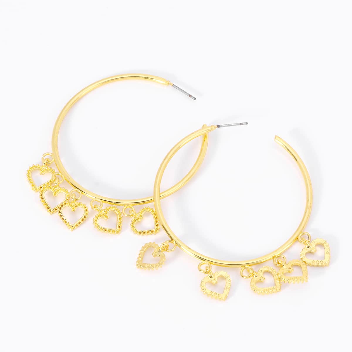 

Heart Tassel Hoop Earrings, Gold