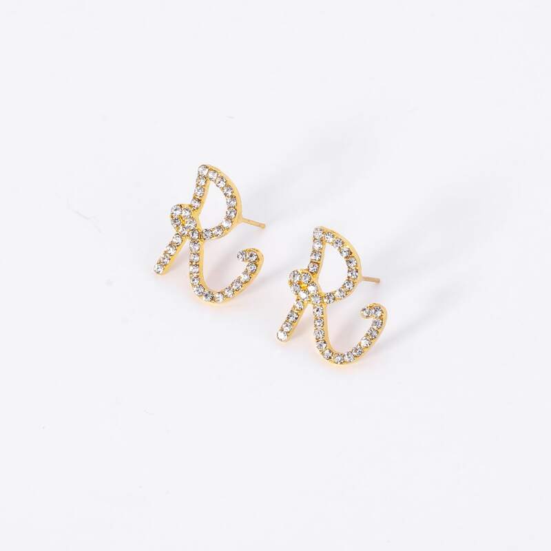 

Rhinestone Stud Earrings, Gold
