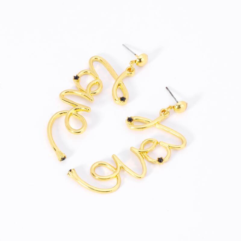 

Letter Drop Earrings, Gold