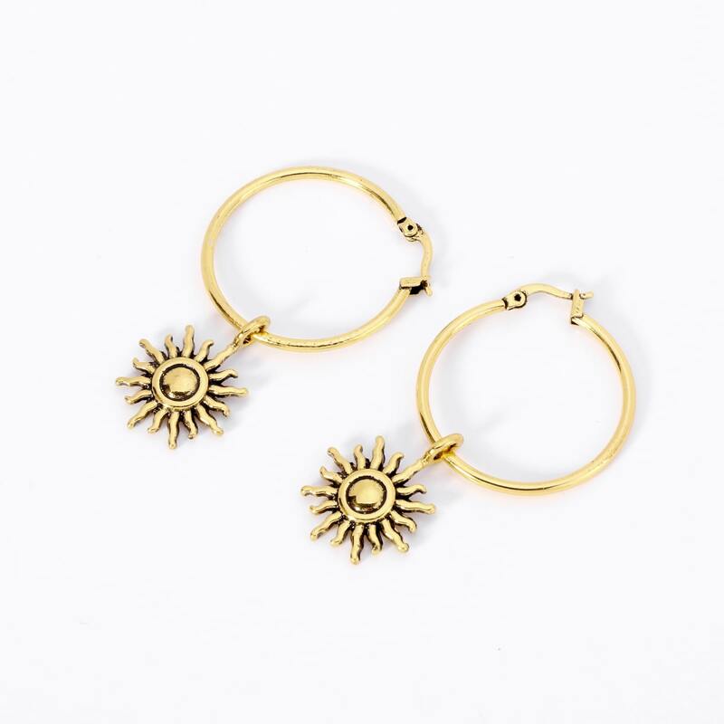 

Sun Hoop Earrings, Gold