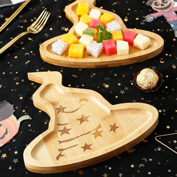 

1pc Halloween Wizard Hat Plate, Khaki