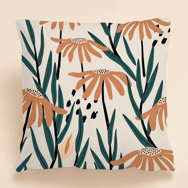

Plant Print Cushion Cover Without Filler, Multicolor
